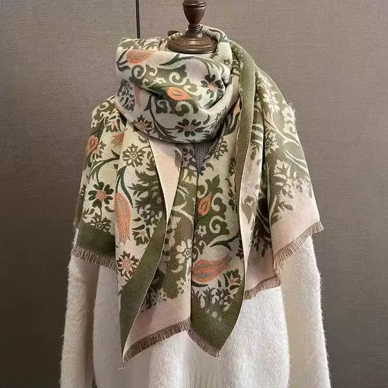Women's Korean Style Warm Scarf Black White Double Sided - Image 62