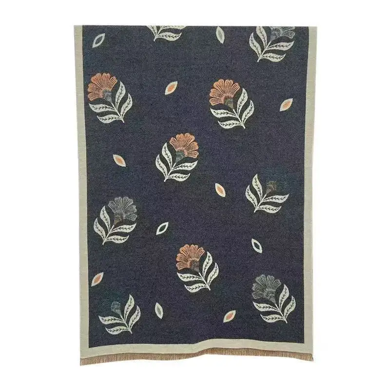 Women's Korean Style Warm Scarf Black White Double Sided - Image 65