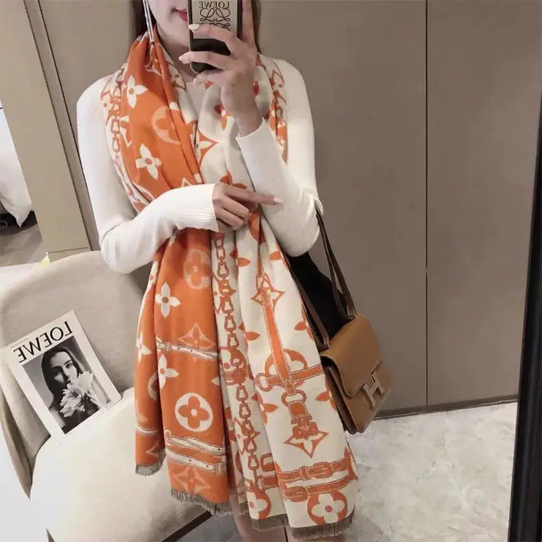 Women's Korean Style Warm Scarf Black White Double Sided - Image 9