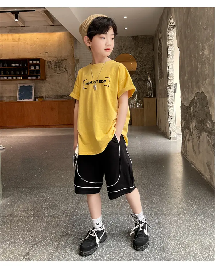 Children Cotton Yellow Loose T-Shirt Round Neck — feature 11