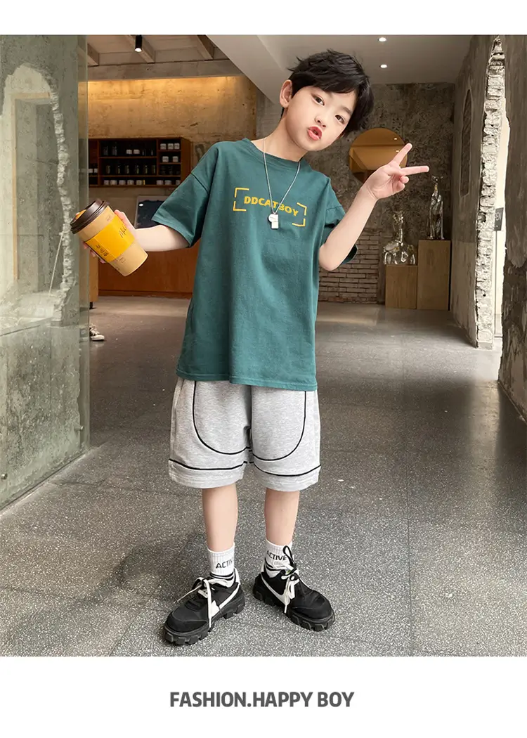 Children Cotton Yellow Loose T-Shirt Round Neck — feature 12