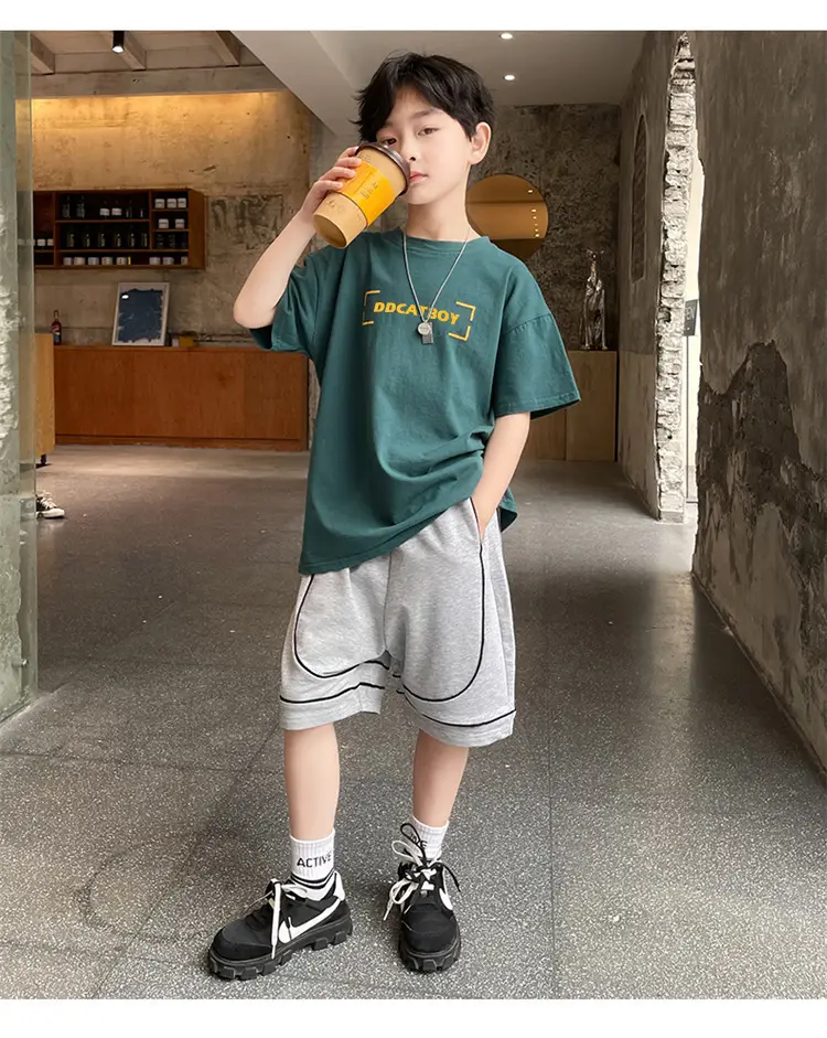Children Cotton Yellow Loose T-Shirt Round Neck — feature 13
