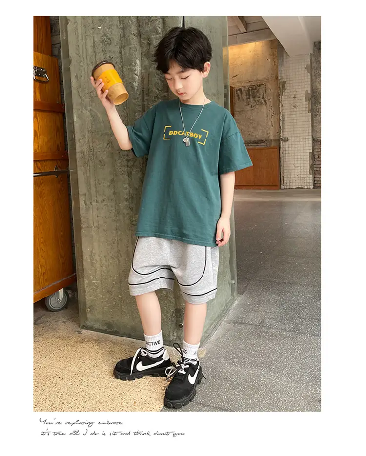 Children Cotton Yellow Loose T-Shirt Round Neck — feature 14