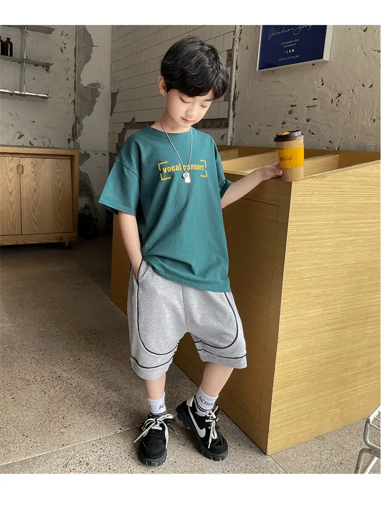 Children Cotton Yellow Loose T-Shirt Round Neck — feature 16