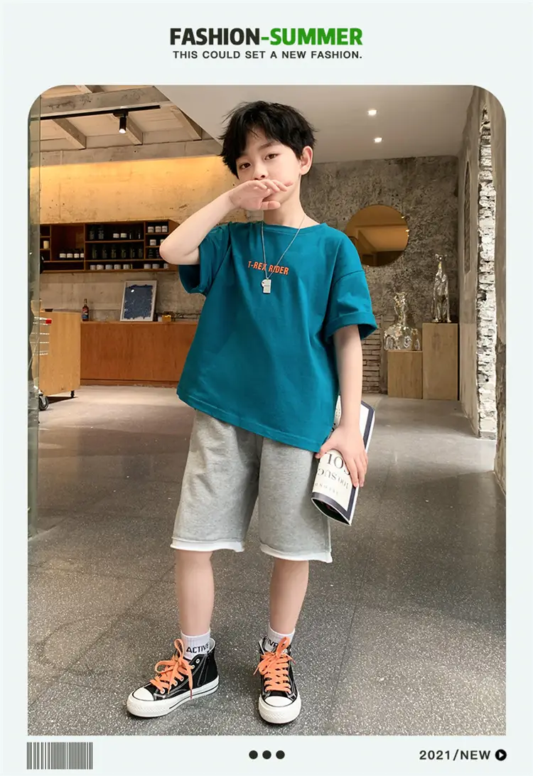 Children Cotton Yellow Loose T-Shirt Round Neck — feature 17