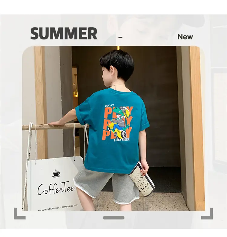 Children Cotton Yellow Loose T-Shirt Round Neck — feature 19