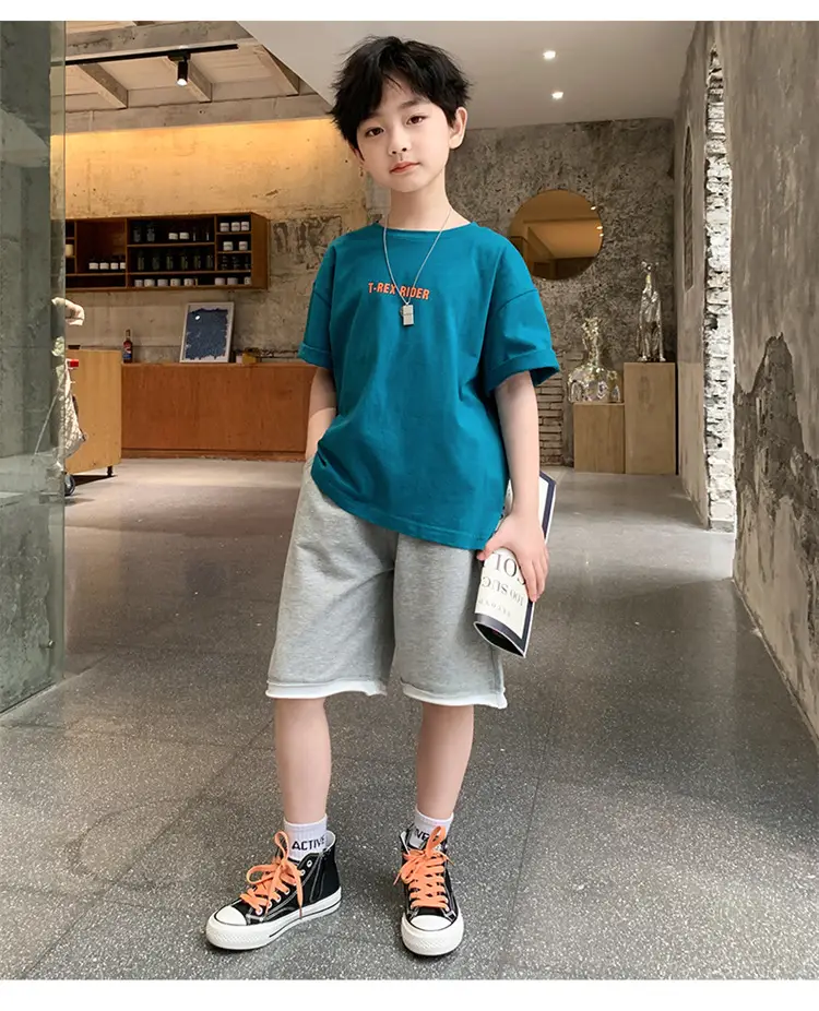 Children Cotton Yellow Loose T-Shirt Round Neck — feature 23