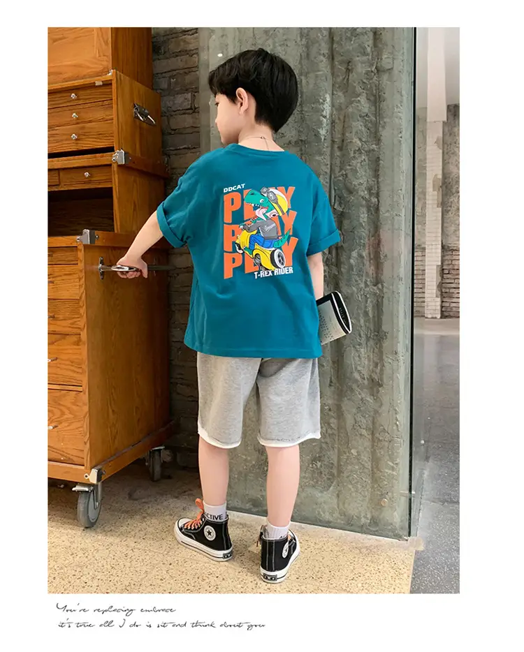 Children Cotton Yellow Loose T-Shirt Round Neck — feature 24