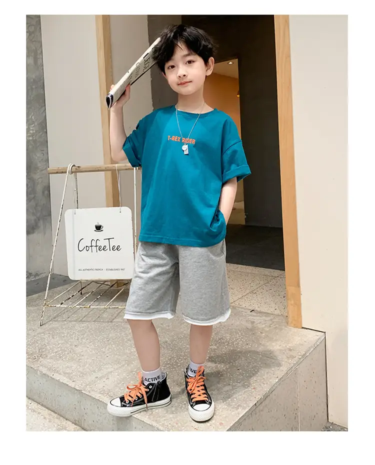 Children Cotton Yellow Loose T-Shirt Round Neck — feature 25