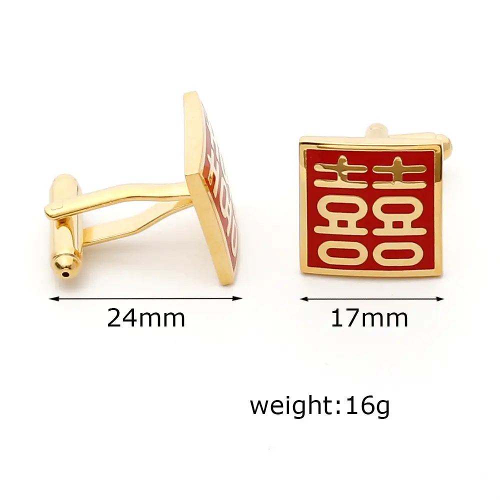 Men's Gold Cross-Border Square Cufflinks Red Bottom Wedding Shirt - Image 3