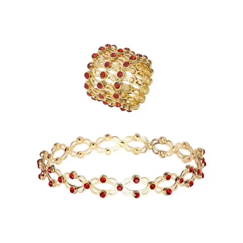 Telescopic Magic Ring Bracelet with Red Stones Gold Plated - Image 11