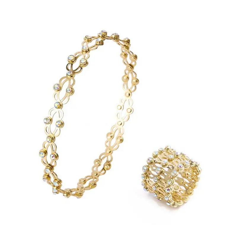 Telescopic Magic Ring Bracelet with Red Stones Gold Plated - Image 3