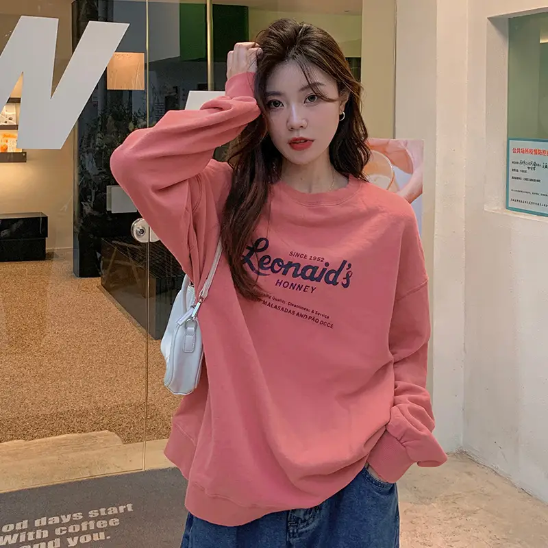 2022 Women Raglan Back Printed Sweatshirt Yellow - Image 8