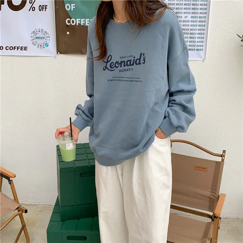 2022 Women Raglan Back Printed Sweatshirt Yellow — feature 15