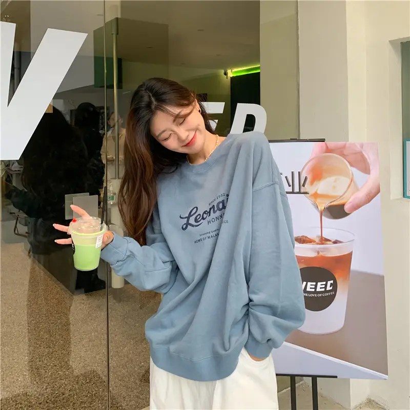 2022 Women Raglan Back Printed Sweatshirt Yellow — feature 16