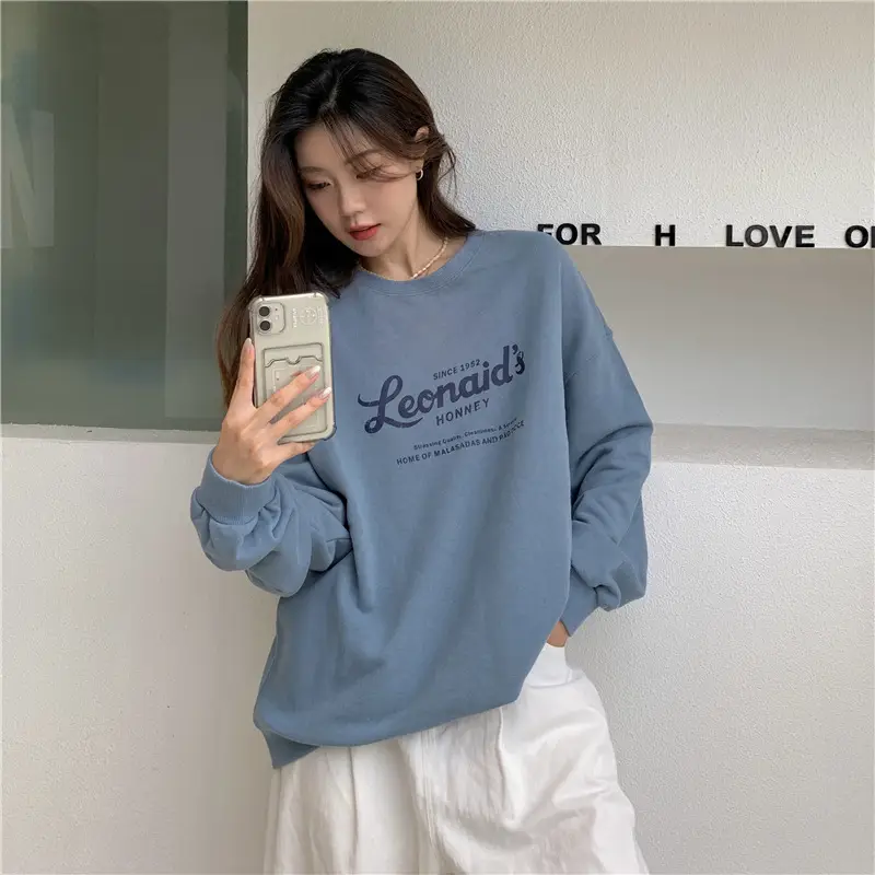 2022 Women Raglan Back Printed Sweatshirt Yellow — feature 18
