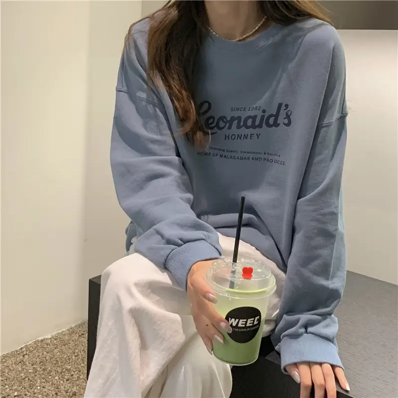 2022 Women Raglan Back Printed Sweatshirt Yellow — feature 20