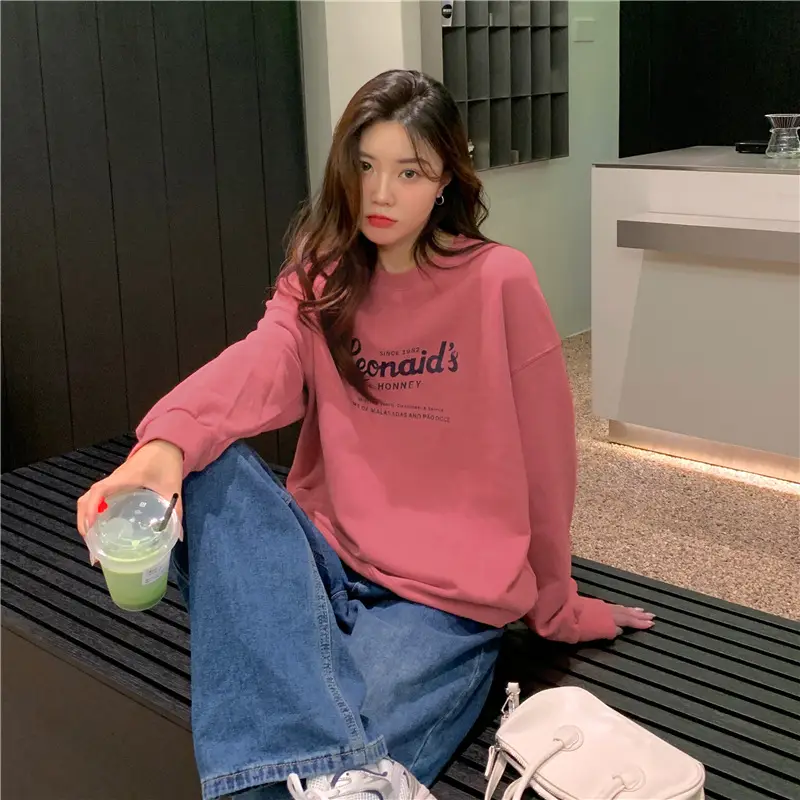 2022 Women Raglan Back Printed Sweatshirt Yellow — feature 25