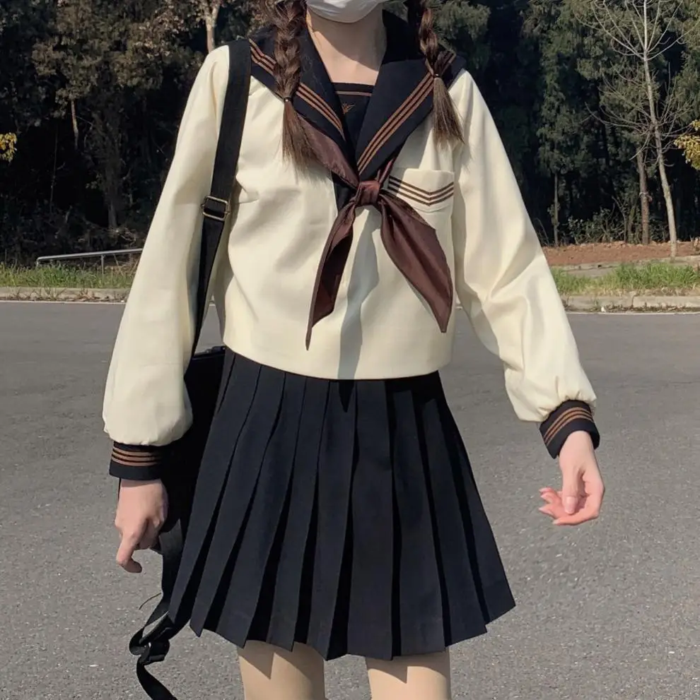 Navy Blue Japanese School Uniform Skirt Set - Image 10