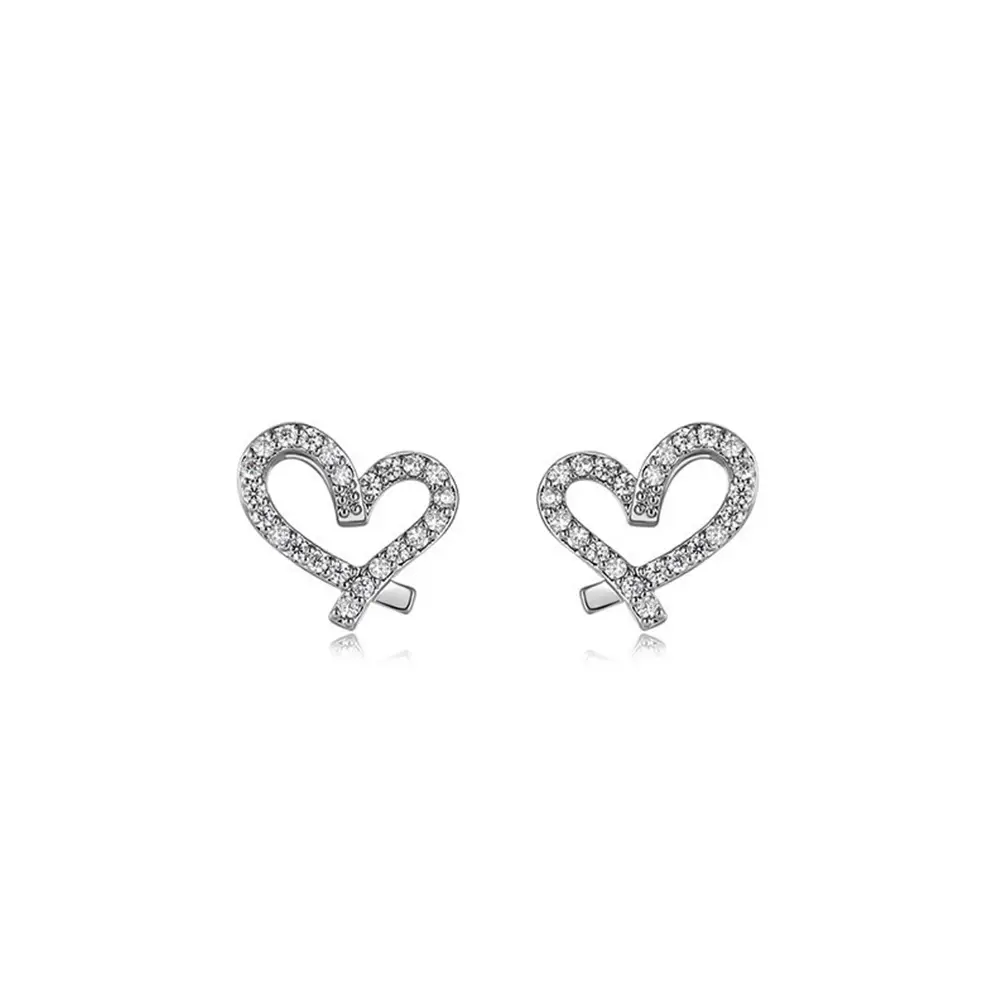 Heart Shaped Full Diamond Zircon Earrings for Women