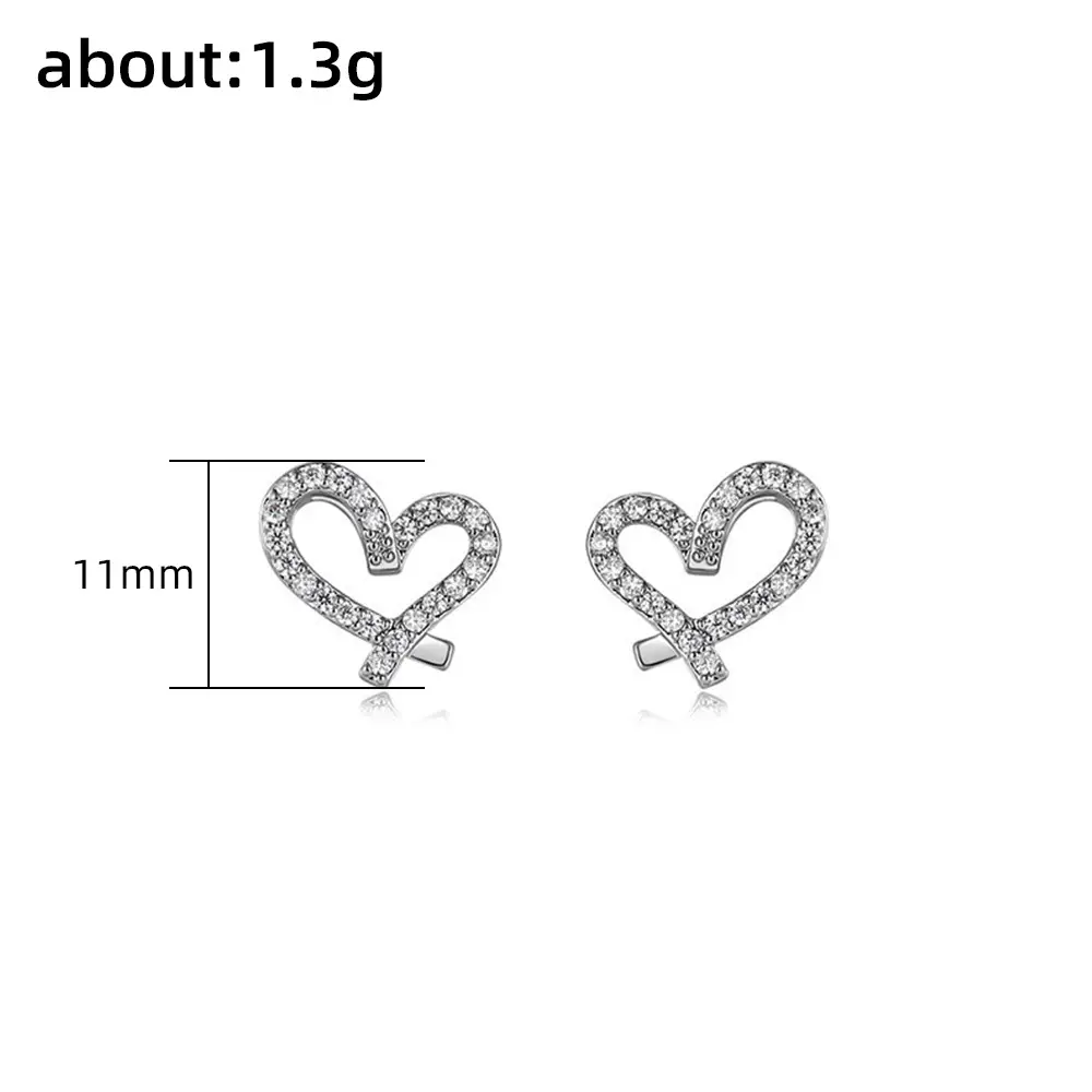 Heart Shaped Full Diamond Zircon Earrings for Women