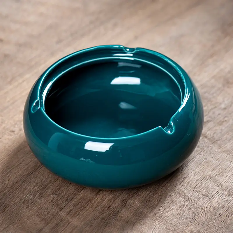 Ceramic Ashtray with Lid and Ring Handle