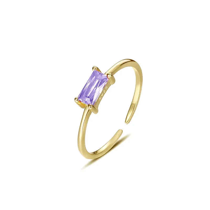 Yuansan 925 Sterling Silver Retro Square Purple Gemstone Ring - Image 4