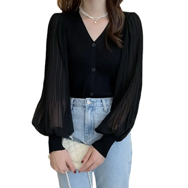 Women's V-Neck Chiffon Sleeveless Sweater 2023 - Image 5