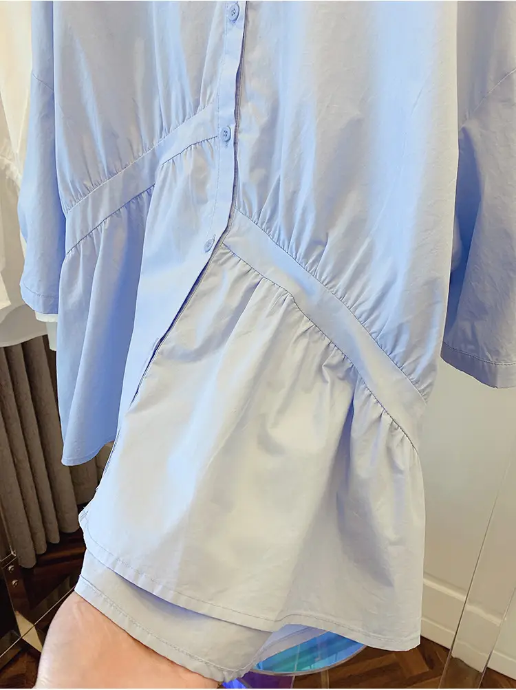 2025 Summer Korean Style Light Blue Cotton Babydoll Shirt — feature 15