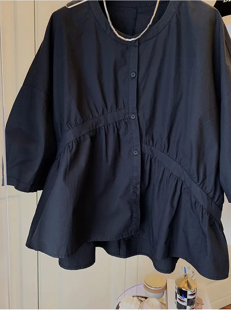 2025 Summer Korean Style Light Blue Cotton Babydoll Shirt — feature 20