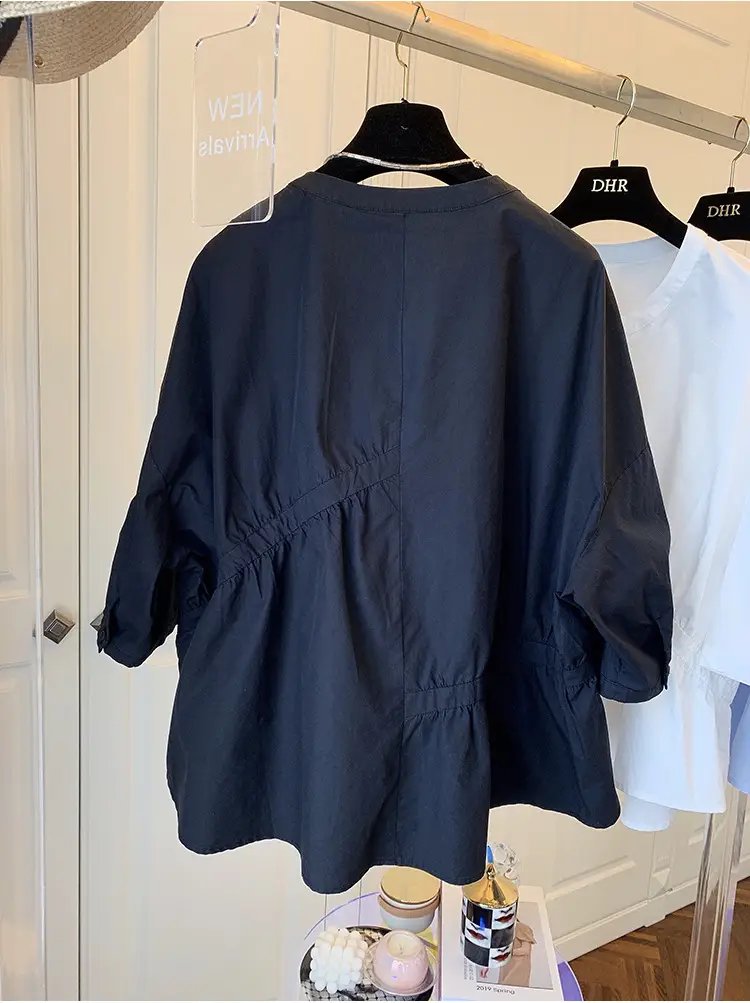 2025 Summer Korean Style Light Blue Cotton Babydoll Shirt — feature 21