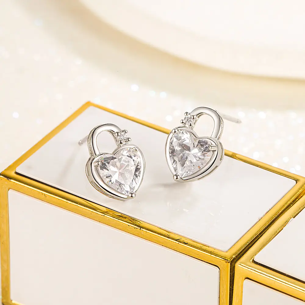 Heart Shaped Zircon Earrings for Women - Image 5