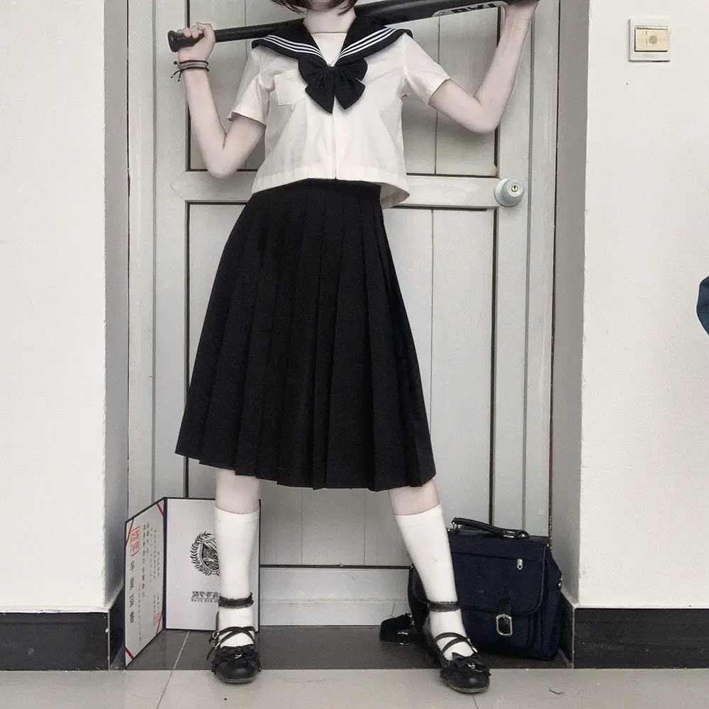 Black Collar Polo Shirt with Sailor Tie Bow - Image 10