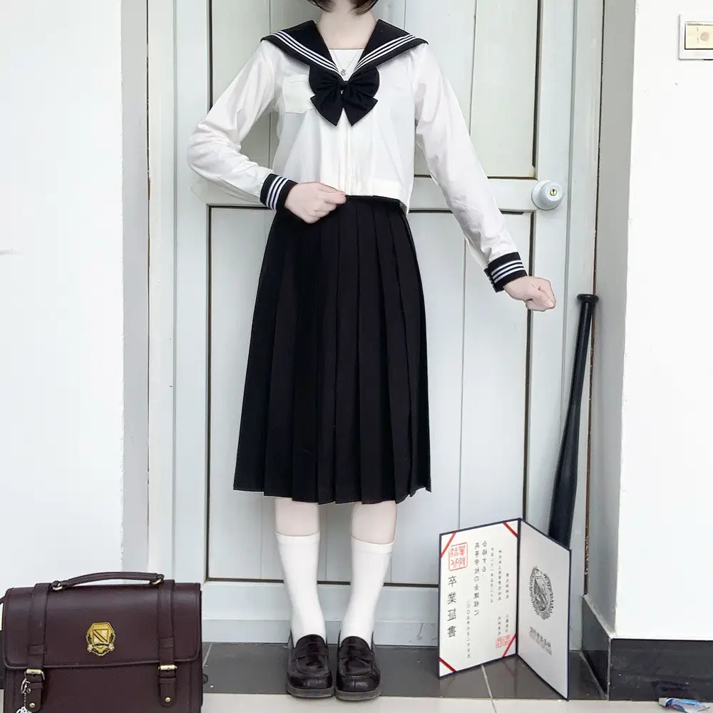 Black Collar Polo Shirt with Sailor Tie Bow - Image 11