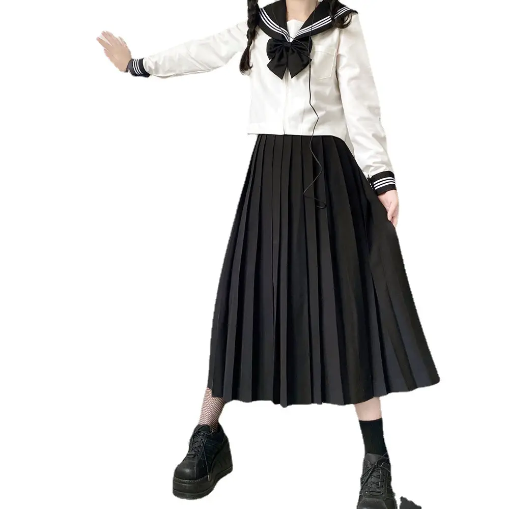 Black Collar Polo Shirt with Sailor Tie Bow - Image 12