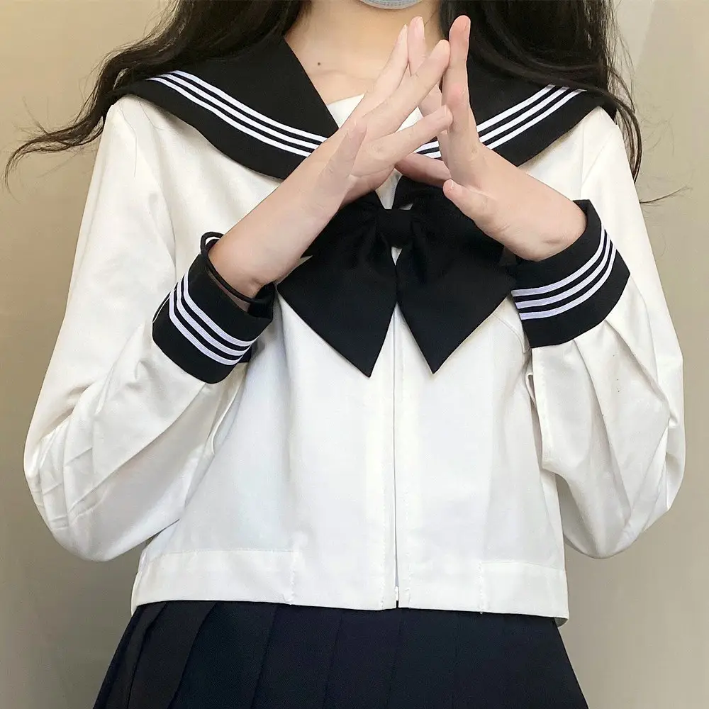 Black Collar Polo Shirt with Sailor Tie Bow - Image 2