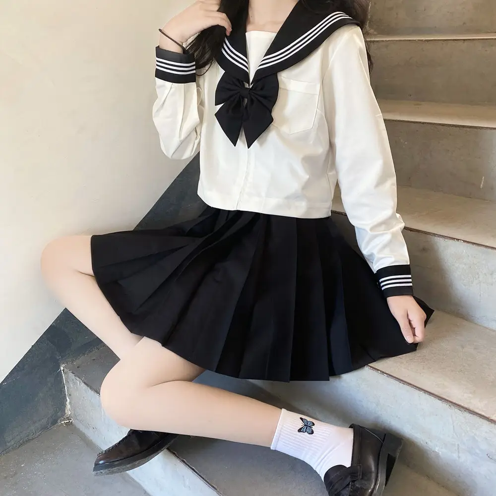 Black Collar Polo Shirt with Sailor Tie Bow - Image 4