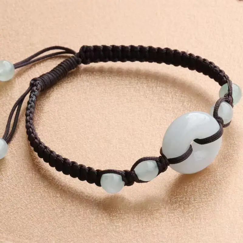 Red Jade Bracelet with White Beads for Men Women - Image 4