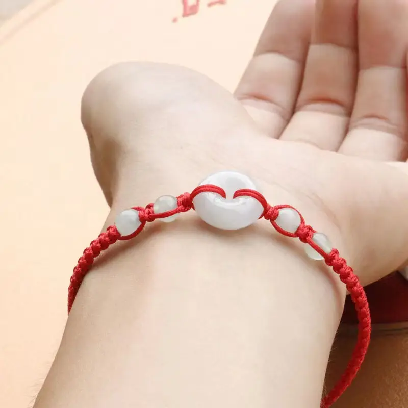 Red Jade Bracelet with White Beads for Men Women — feature 10