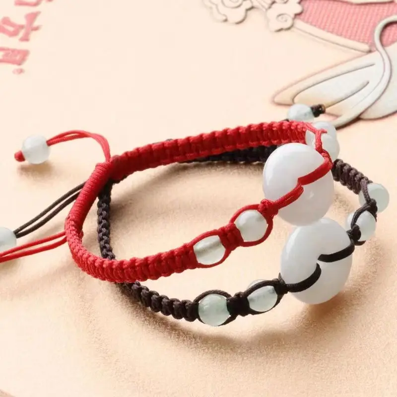 Red Jade Bracelet with White Beads for Men Women — feature 11