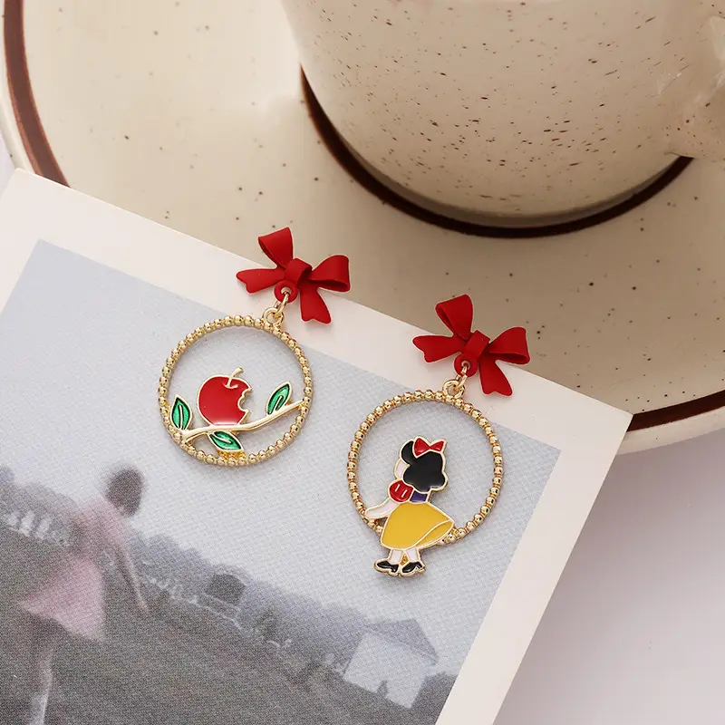 Snow White Apple Fairy Earrings Red Bow Clip - Image 2