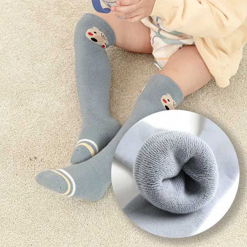 Children's Cartoon Terry Socks Brown Knee Length - Image 9