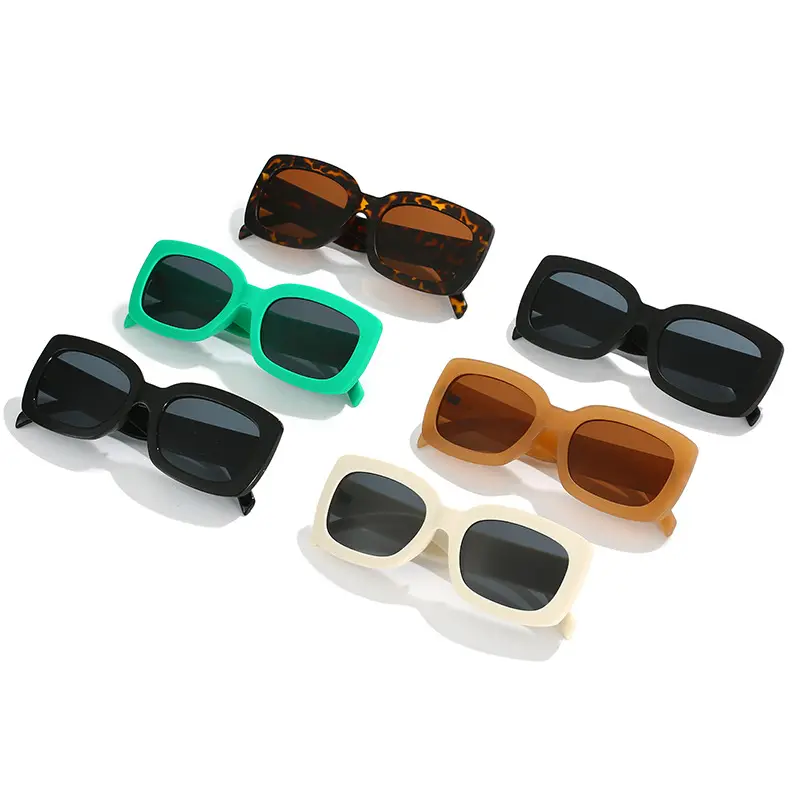 Square Frame Sunglasses European American Retro Brown - Image 10
