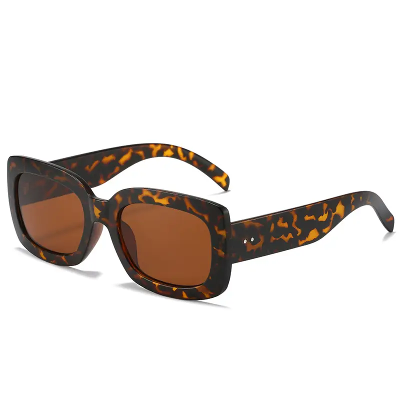 Square Frame Sunglasses European American Retro Brown - Image 3