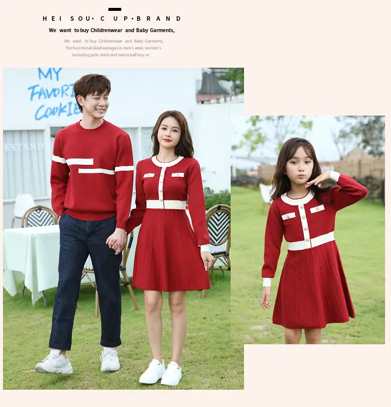 Red Knitwear Family Set for Mother Daughter Winter Wear — feature 27