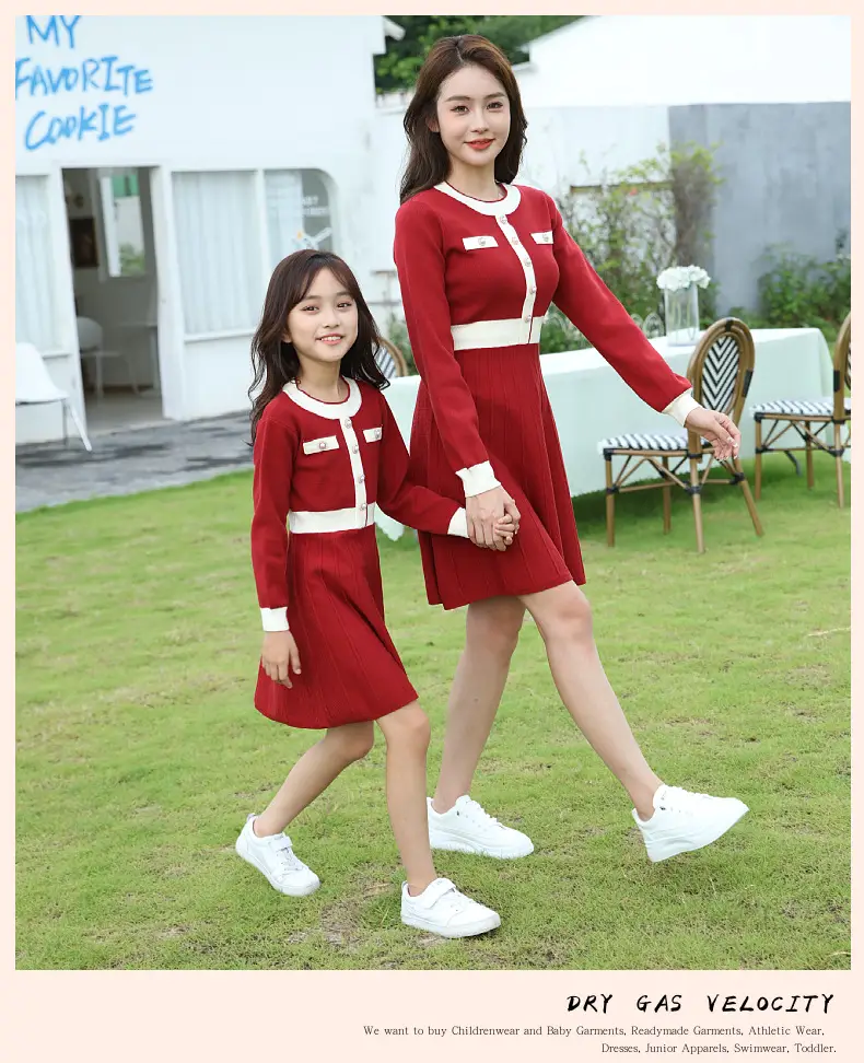 Red Knitwear Family Set for Mother Daughter Winter Wear — feature 33
