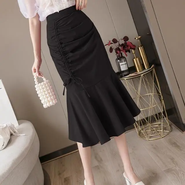 White Fish Tail Skirt High Waist Women Large - Image 4