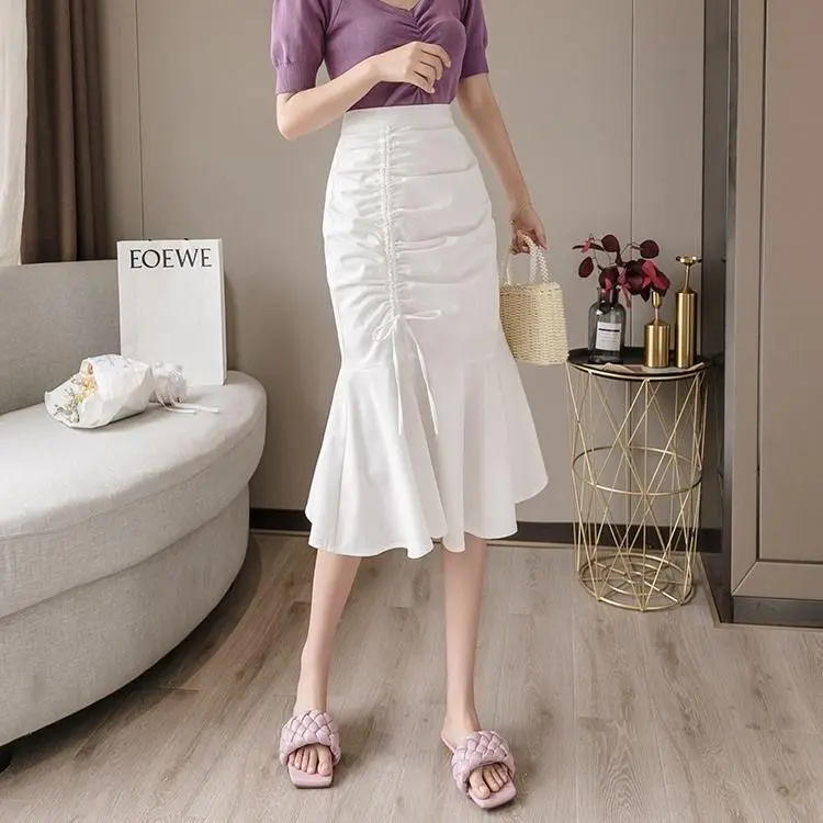 White Fish Tail Skirt High Waist Women Large — feature 11