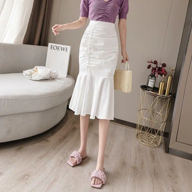 White Fish Tail Skirt High Waist Women Large — feature 16