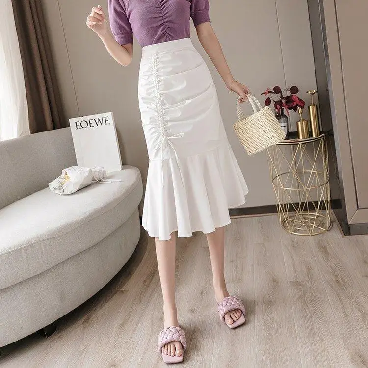 White Fish Tail Skirt High Waist Women Large — feature 17